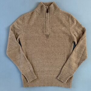 M. Miller Ashley Cashmere 1/4 Zip Tan‎ Sweater with Crystal Deer
